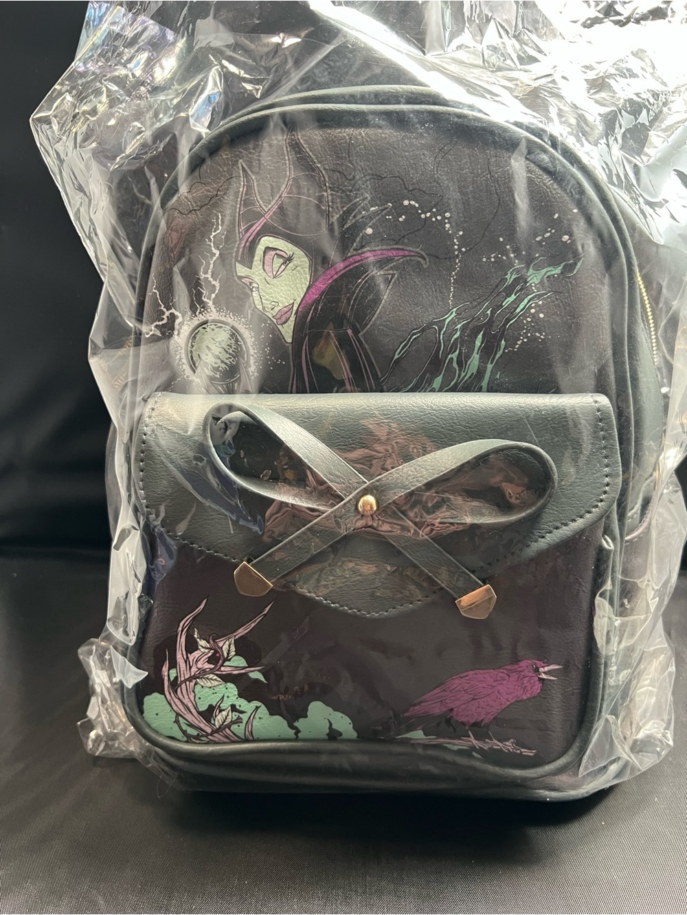 Disney Maleficent 11” Faux Leather Mini Backpack Villains Purple Black Bag